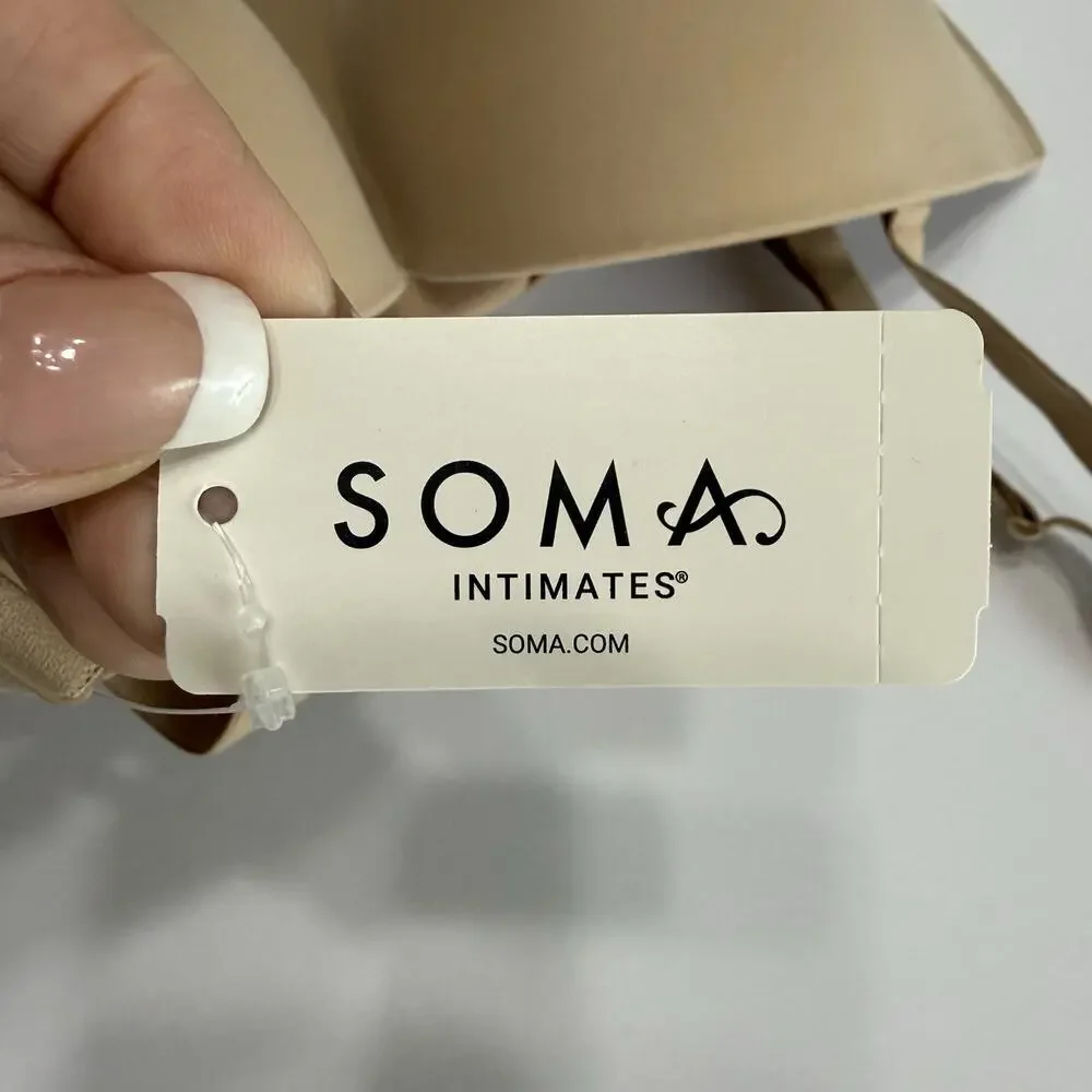 Soma Enbliss Stay-Put Strapless Bra 36DDD Warm Amber Multi-Way Wireless NWT